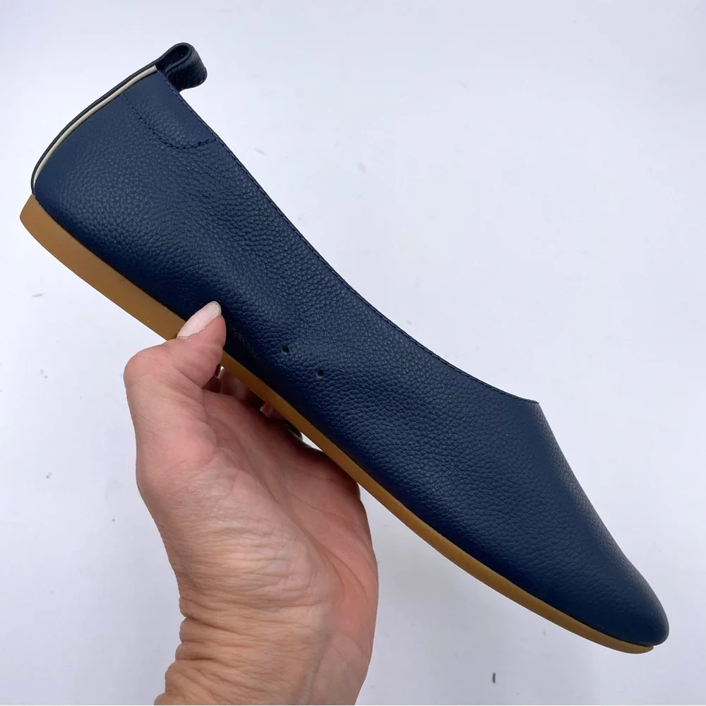 Everlane Navy Leather Ballet Flats